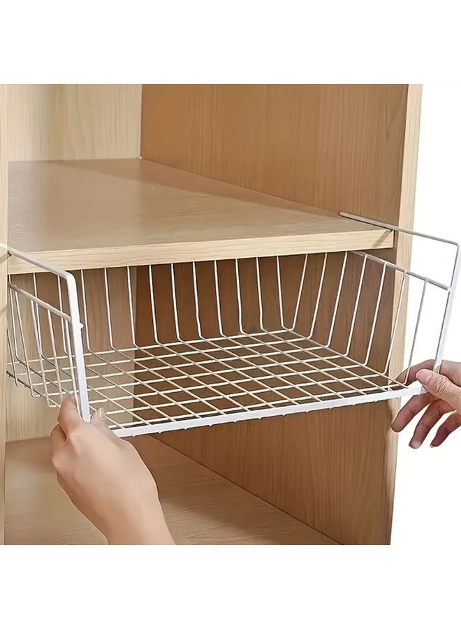 2pcs White Extra Large Modern Organizer Multi Layer Shelf Storage Basket - Image 1