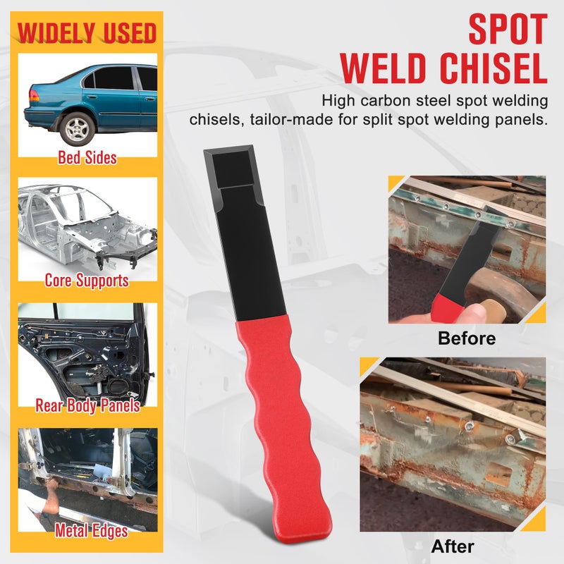Enhon Spot Weld Chisel, Auto Body Tool for Split Spot Welded Panels, Hard and Sharp Automotive Metal Repair Accessories, Seam Cutter Tool, Offset for Clearance - Image 2