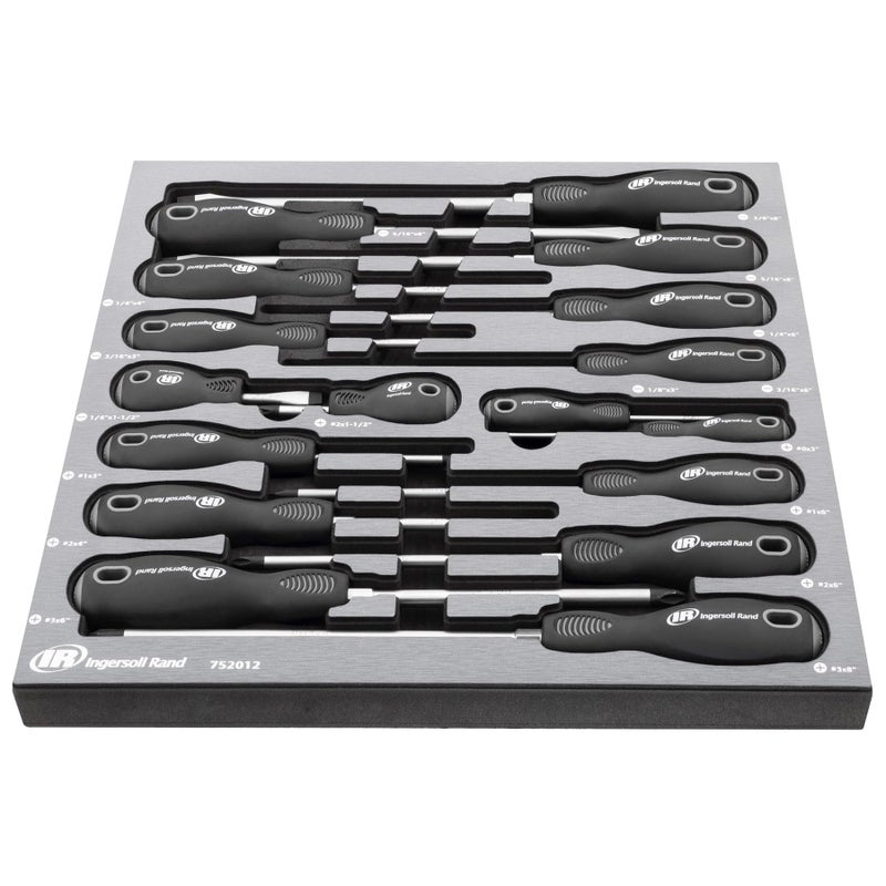 Ingersoll Rand Hand Tools Ingersoll Rand 17 Piece Master Screwdriver Set with EVA Tray, Magnetized Tips, Hex Bolsters, SVCM Alloy Shafts, Soft Grip Handles, Slotted and Phillips - 752012 - Image 1