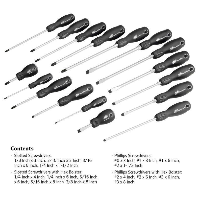 Ingersoll Rand Hand Tools Ingersoll Rand 17 Piece Master Screwdriver Set with EVA Tray, Magnetized Tips, Hex Bolsters, SVCM Alloy Shafts, Soft Grip Handles, Slotted and Phillips - 752012 - Image 2