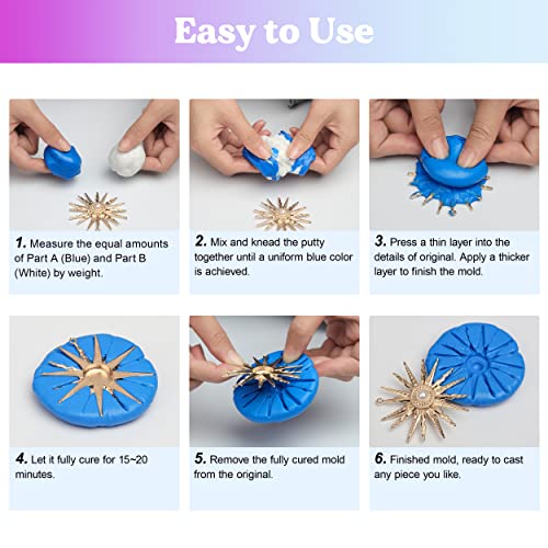 LET'S RESIN Silicone Putty, 1LB/40A Mold Making Kit, Non-Toxic, Strong & Flexible, Easy 1:1 Mixing Ratio for Reusable Silicone Molds, Resin, Soap - Image 5