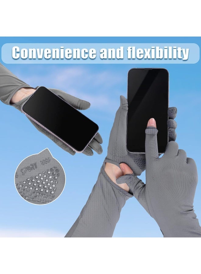 Azonee UV Long Sun Gloves, 2 Pairs Women's Sunblock Protection Driving Gloves Non Slip Full Finger Arm Sun Protective Touchscreen UPF 50+ for Outdoor Sports Cycling - Image 2