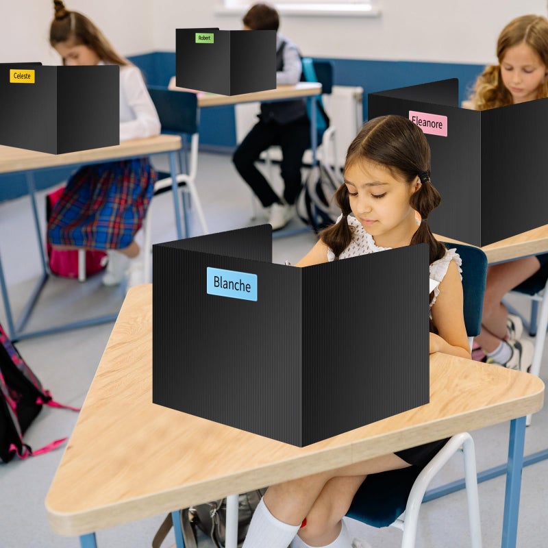 Bcabo 2 Pack Desk Dividers for Students - Durable & Waterproof Plastic Study Carrel Divider, Classroom Folders Teacher Supplies, Easy-to-Clean Plastic Privacy Shield Folder Boards for Student Desks, Black - Image 2