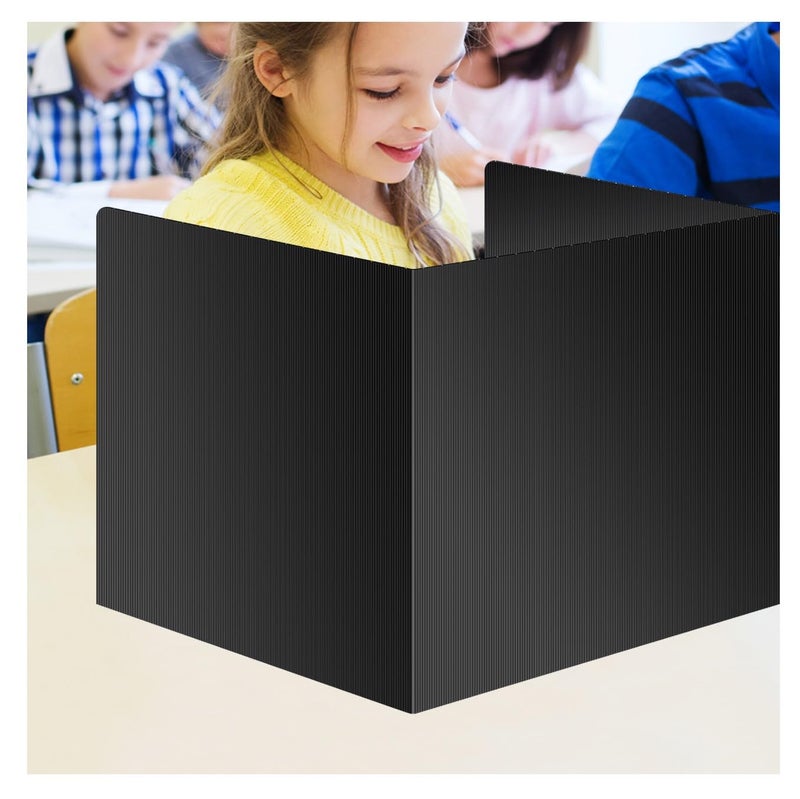 Bcabo 2 Pack Desk Dividers for Students - Durable & Waterproof Plastic Study Carrel Divider, Classroom Folders Teacher Supplies, Easy-to-Clean Plastic Privacy Shield Folder Boards for Student Desks, Black - Image 4