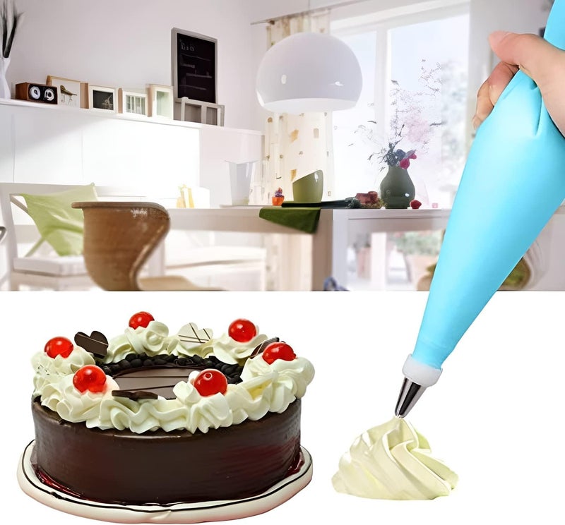 Baking Decorating Supplies, 3 Reusable Silicone Piping Bags with 45 Stainless Steel Decorating Tips for Cake Frosting, Cupcakes, Cookies, Pastries and Churros - Image 1