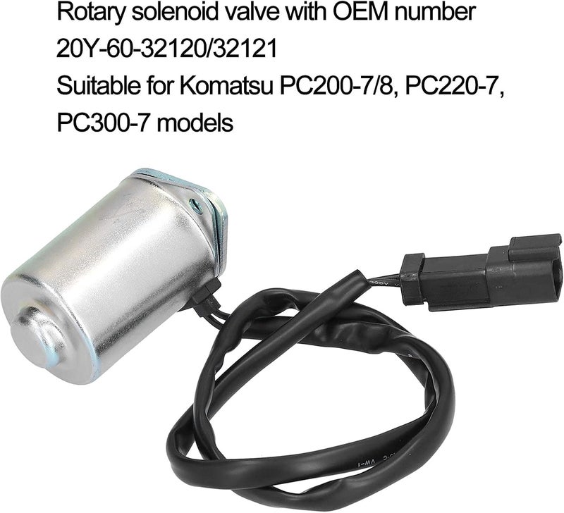 Rotary Solenoid Valve 20Y - 60-32120/32121, Replacement for Komatsu PC200-7/8 PC220-7 PC300-7 Excavator Parts, Durable Steel Shell with Heat - Nylon (DC12V) - Image 5