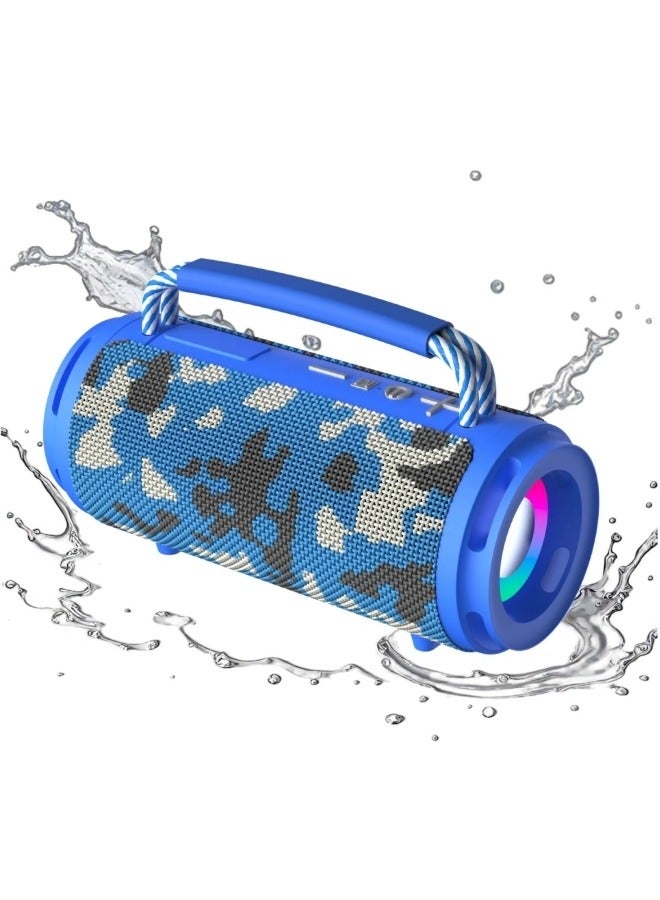 Portable Wireless Bluetooth Speaker with HD Sound, Bluetooth 5.4, 15W Dual Speaker, 16H Playtime, IPX7 Waterproof and Drop-Proof, TWS Pairing, for Outdoor/Home/Party/Beach (Round) - Navy Blue - Image 1