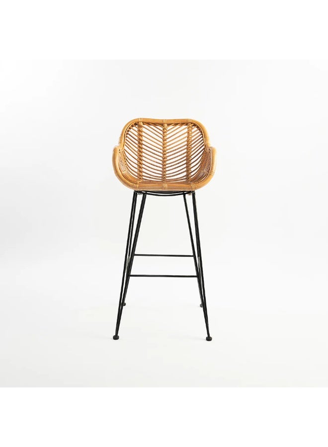 Home auraa Throne Rattan Bar Chair Set of 2 | Counter Height Woven Bar Stools with Metal Legs | Modern Indoor & Outdoor Seating | 102 x 62 x 53 CM - Image 1