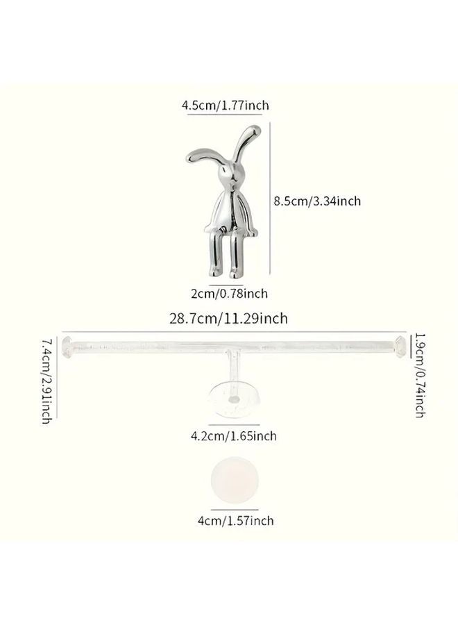 2 Sets White Rabbit Wall Hooks Heavy Duty Plastic Coat Hat Jewelry Organizer - Image 4