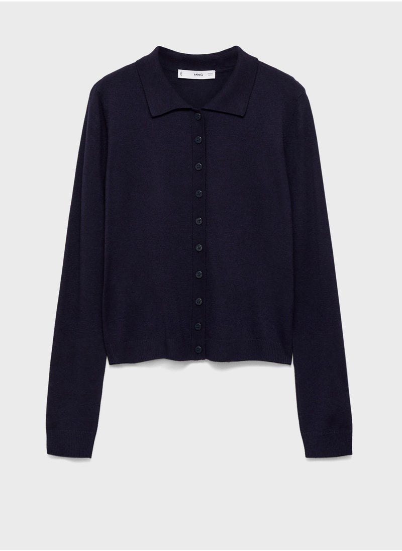 MANGO Polo-Neck Cardigan  - Image 4
