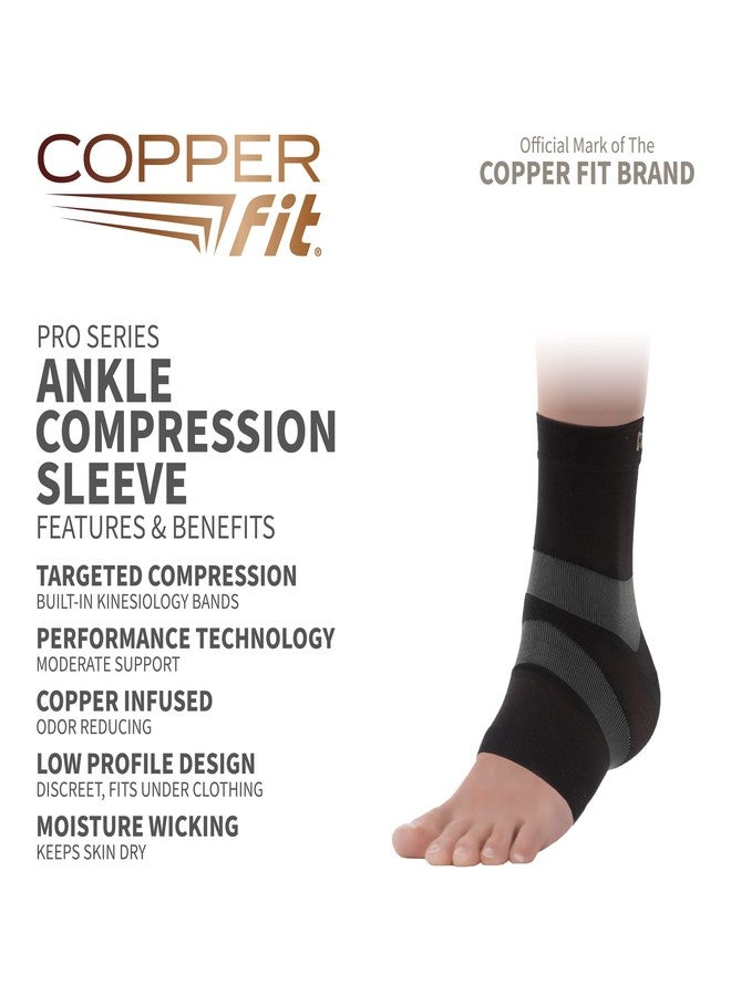 Copper Fit Pro Series Performance Compression Ankle Sleeve, Black with Copper Trim, Medium - Image 4