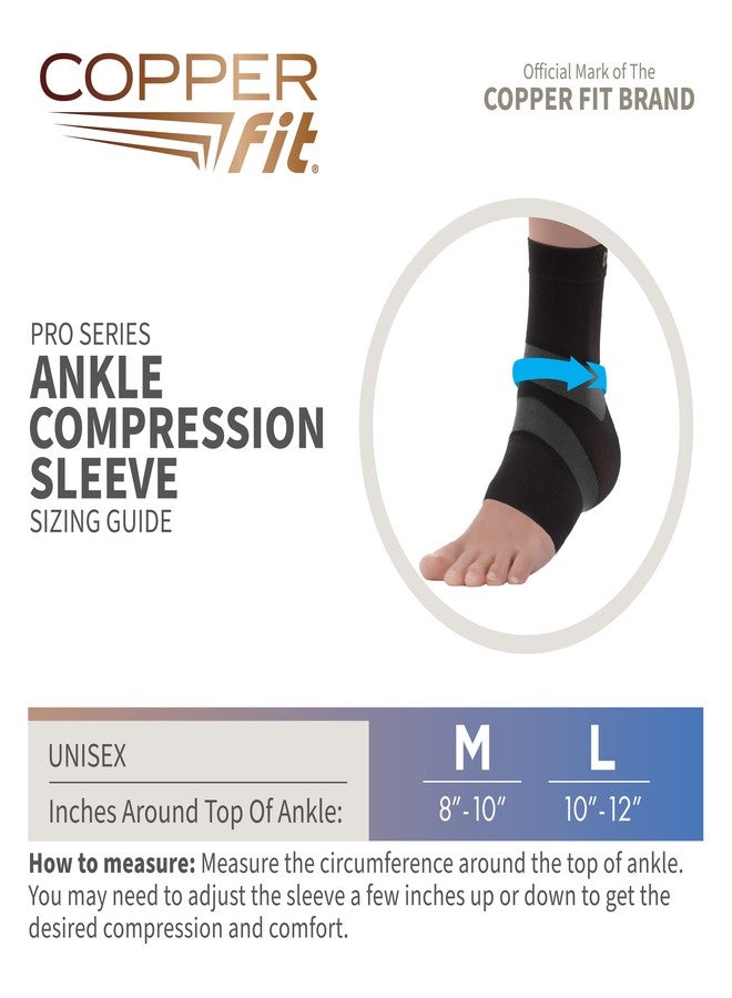 Copper Fit Pro Series Performance Compression Ankle Sleeve, Black with Copper Trim, Medium - Image 3
