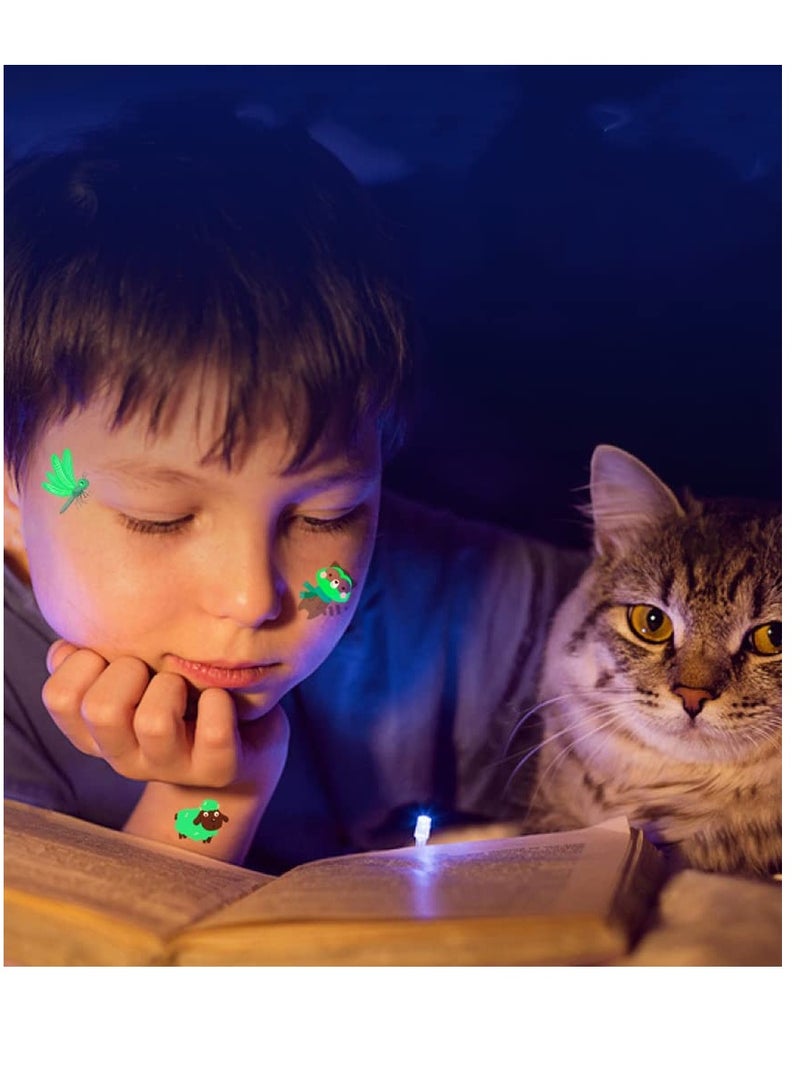 Excefore Glow Temporary Tattoos for Kids Waterproof Luminous Tattoo Sticker Glow Mixed Style Cartoon Tattoo Waterproof, Fake Tattoo Stickers Party Supplies Gifts for Boys and Girls, 10 Sheets (Cat)  - Image 2