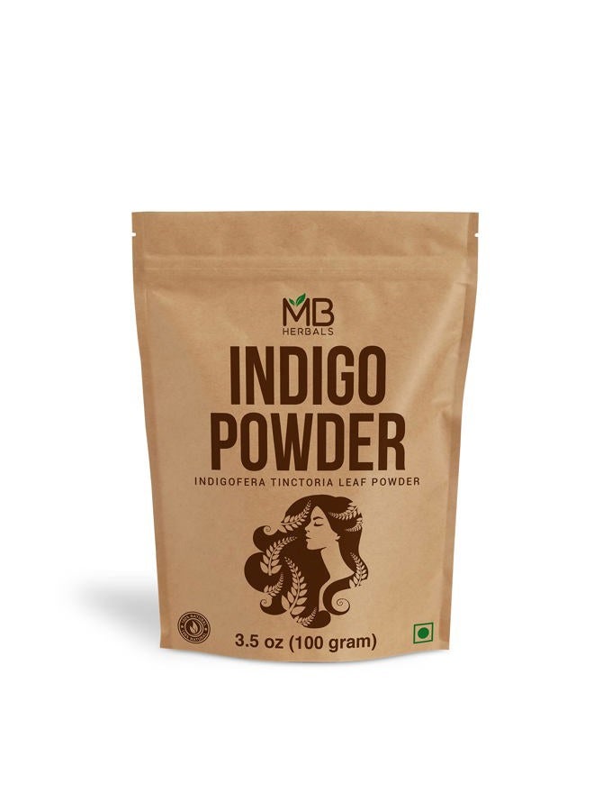 MB Herbals مسحوق الإنديجو 100 جرام لتلوين الشعر (3.5 أونصة) | 100% مسحوق أوراق الإنديجوfera tinctoria النقي | يكفي لعدد 2 تطبيقات للشعر بطول الكتف - Image 1