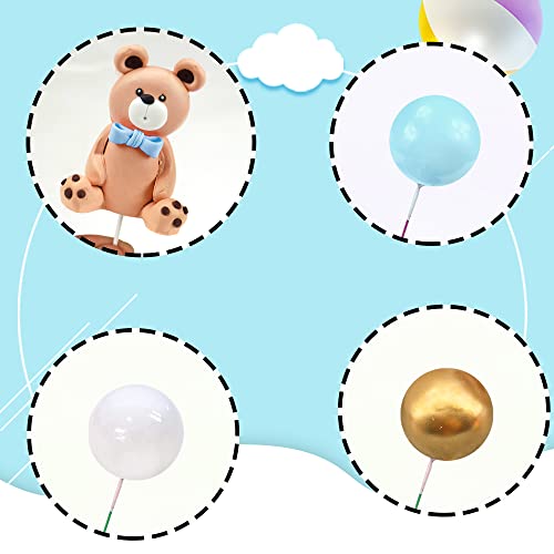 DRWATE Bear Cake Toppers Mini Bear Figurine Cake Decorations with Gold Blue White Pearl Ball for Baby Shower Birthday Party Teddy Bear Theme Party Supplies (Blue) - Image 3