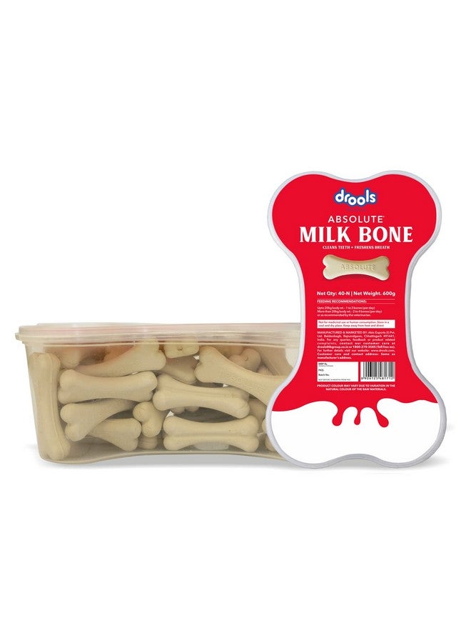 Drools Absolute Dog Bone Treats, Milk Flavour 600G 40Peices Jar, All Life Stages - Image 2