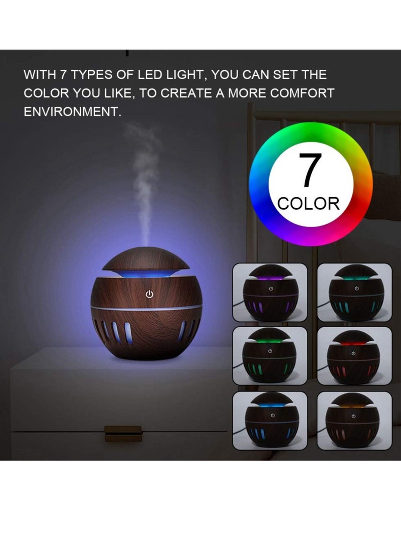 Excefore - Cool Mist Humidifier, Aromatherapy Diffuser, with Colorful LEDs for Home Bedroom Office, Diffusers for Essential Oils, 130ml USB Desktop Humidifier, Gifts for Mom Women - Image 1
