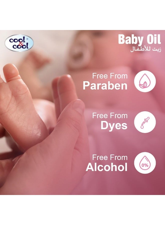 Cool & Cool زيت الأطفال كول وكول - 500 مل (عبوة من 2) - خالي من البارابين، غني بفيتامين E وزيت بذور العنب لترطيب لطيف - Image 5