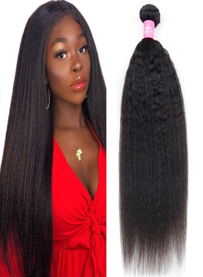 Odir Kinky Straight Bundles Human Hair Unprocessed 8A Brazilian Yaki Straight Virgin Hair 1 Bundle Remy Sew in Hair Extensions Natural Black 10 Inch - Image 1