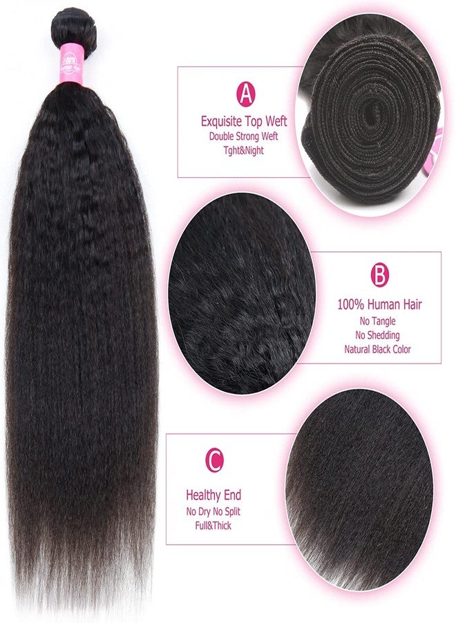 Odir Kinky Straight Bundles Human Hair Unprocessed 8A Brazilian Yaki Straight Virgin Hair 1 Bundle Remy Sew in Hair Extensions Natural Black 10 Inch - Image 3