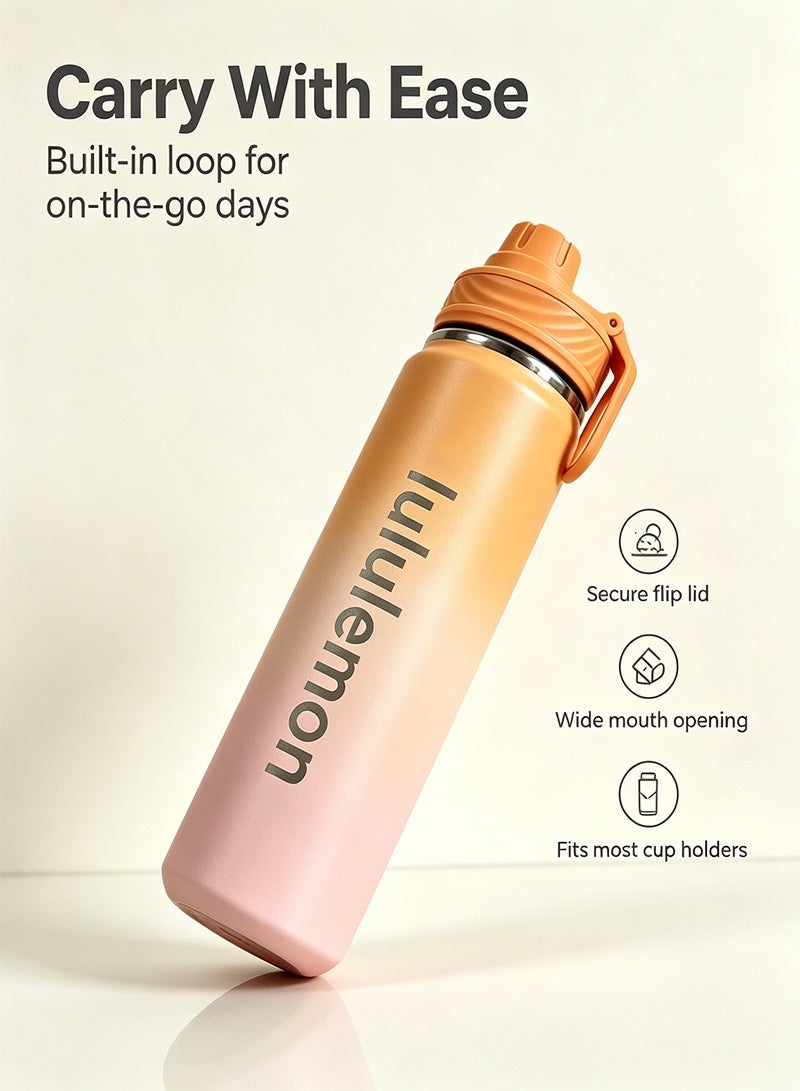 LululemonStainless steel sports vacuum insulated water bottle, suitable for holding water, iced tea, hot tea, etc., with a capacity of 710 milliliters - Image 2