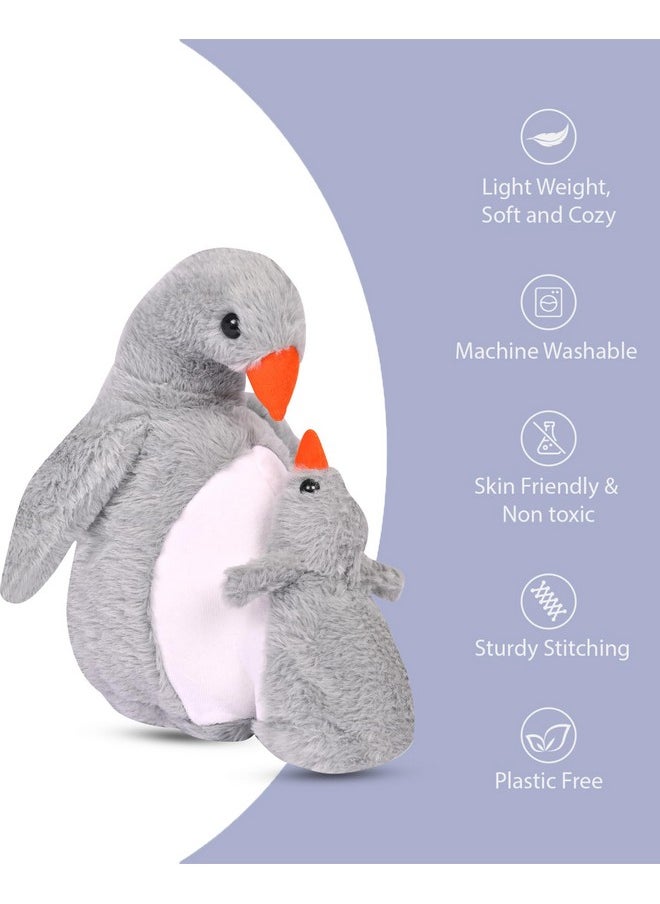 Besties BESTIES Animal Stuffed Mom & Baby Penguin Plush Soft Toy for Girls Boys Kids (Grey)  - Image 3