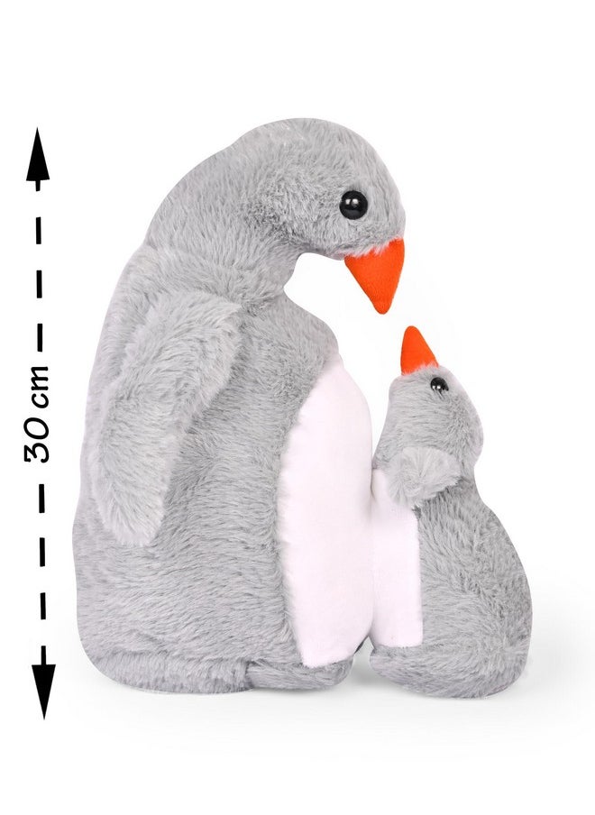 Besties BESTIES Animal Stuffed Mom & Baby Penguin Plush Soft Toy for Girls Boys Kids (Grey)  - Image 5