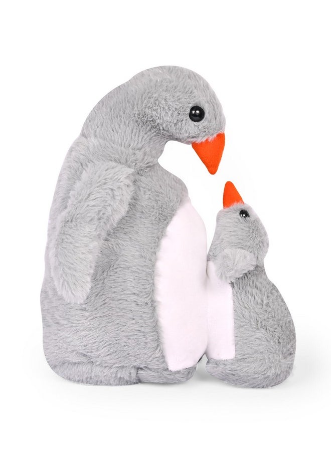 Besties BESTIES Animal Stuffed Mom & Baby Penguin Plush Soft Toy for Girls Boys Kids (Grey)  - Image 1