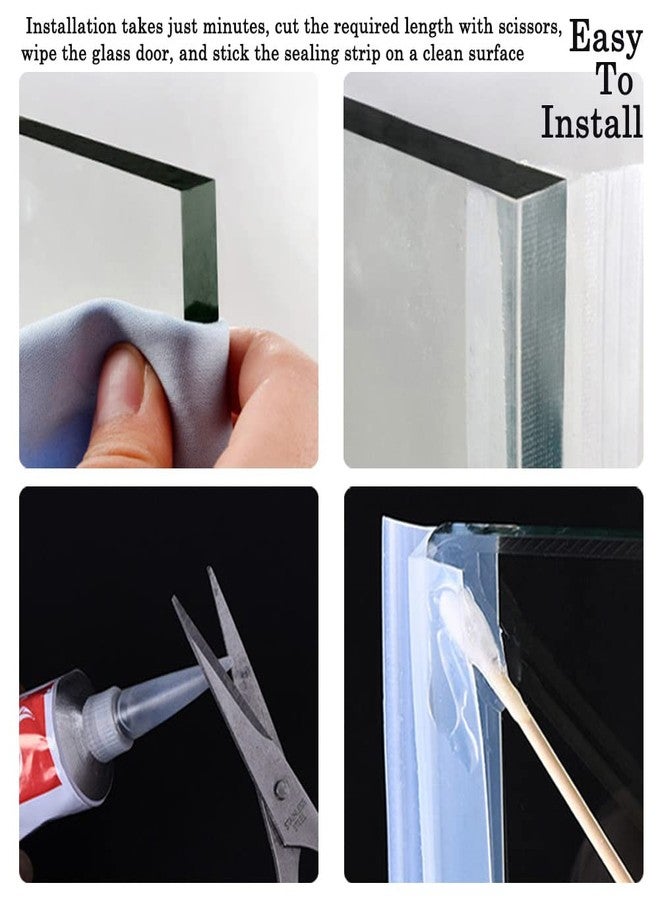 YXQ Frameless Shower Door Bottom Seal F-Type Door Sweep Stop Shower Leaking with Drip Rail for 1/4"(6mm) Glass,118"(3000mm) Length - Image 5