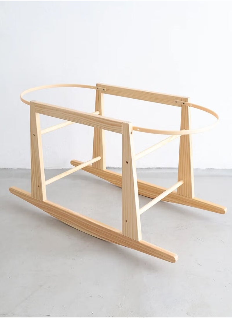 Everything For Kids - Rattan Moses Basket for Infant Waffle Bedding and Rocking Base Bassinet for Newborns - Image 1