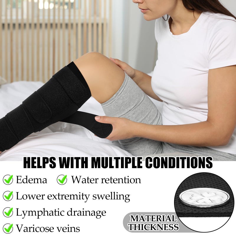 Croknit 3 Pairs Lymphedema Compression Leg Wraps Adjustable Lower Leg Cover up Medical Shin Splint Wrap for Heaviness Fatigue(Black) - Image 4