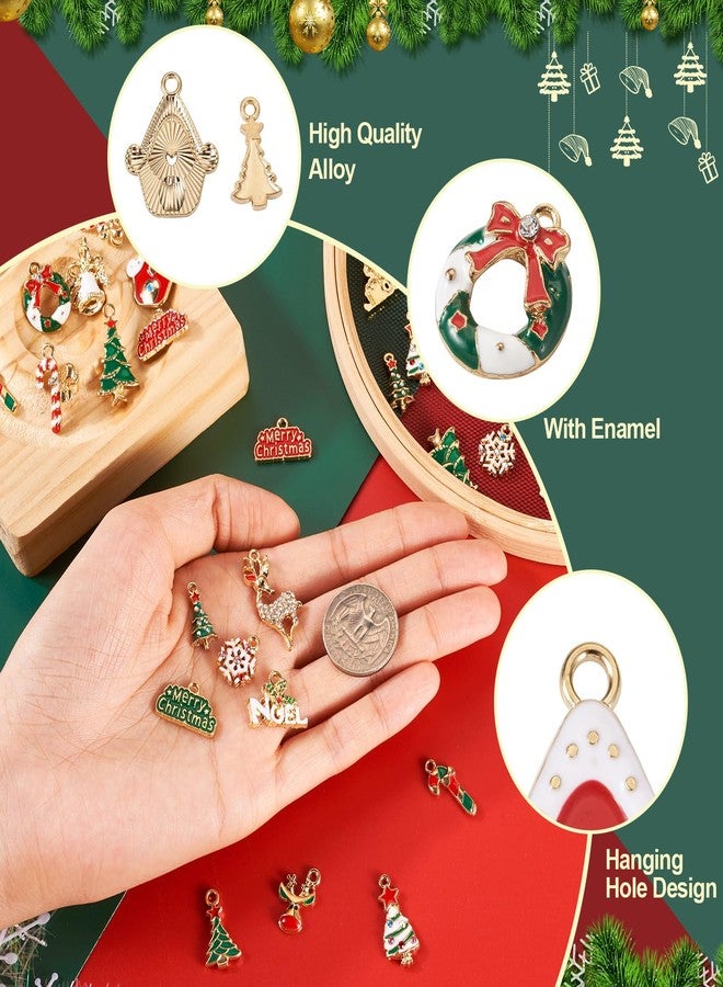 KISSITTY 40pcs Christmas Enamel Charms for Jewelry Making Crystal Rhinestone Reindeer Tree Wreath Bell Snowflake Snowman Dangles Pendants for Xmas Earrings Bracelets Necklaces Gifts - Image 5