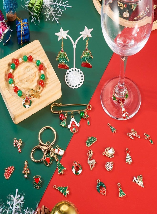 KISSITTY 40pcs Christmas Enamel Charms for Jewelry Making Crystal Rhinestone Reindeer Tree Wreath Bell Snowflake Snowman Dangles Pendants for Xmas Earrings Bracelets Necklaces Gifts - Image 3
