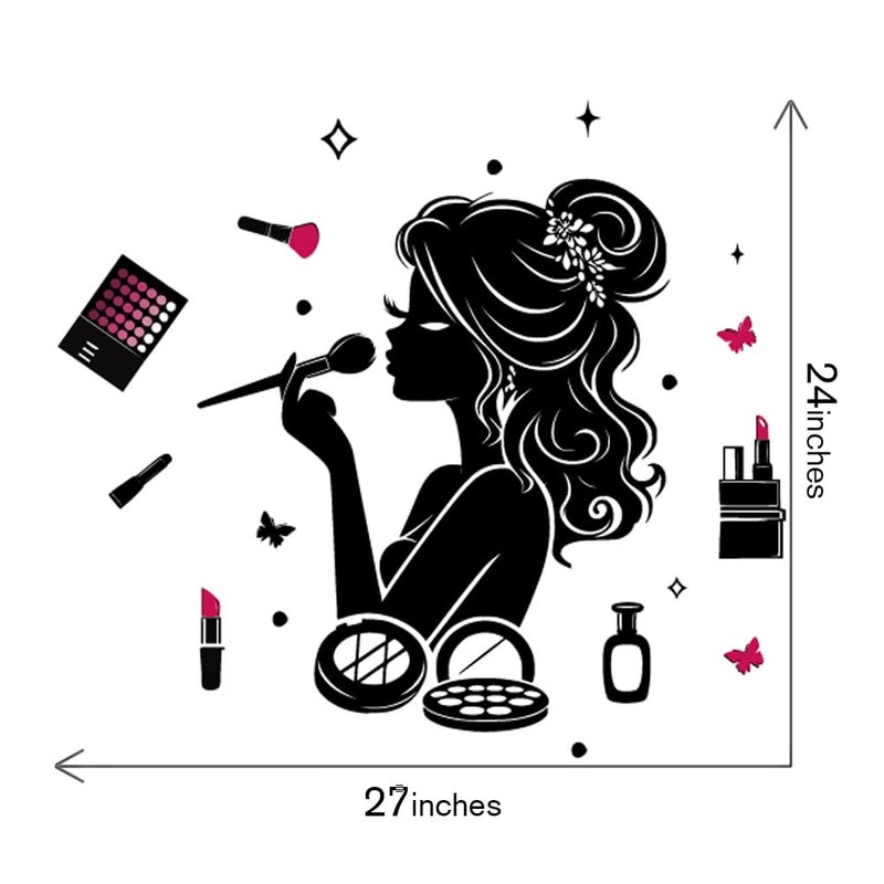 DEKOSH Beautiful Salon Decor Wall Stickers for Girls Room - Peel & Stick 27x24 Inch Removable Vanity Decor - Image 5