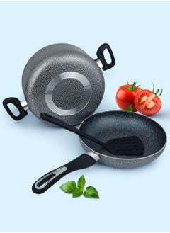 DELICI 7-Piece Cookware Set Aluminum - Non-Stick Surface -Tempered Glass Lids-Casserole With Lid- Milk Pan With Lid- Frying Pan -2pcs Nylon Spatula-PFOA Free -(ACS7HE)  - Image 3