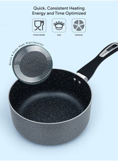 DELICI 7-Piece Cookware Set Aluminum - Non-Stick Surface -Tempered Glass Lids-Casserole With Lid- Milk Pan With Lid- Frying Pan -2pcs Nylon Spatula-PFOA Free -(ACS7HE)  - Image 5