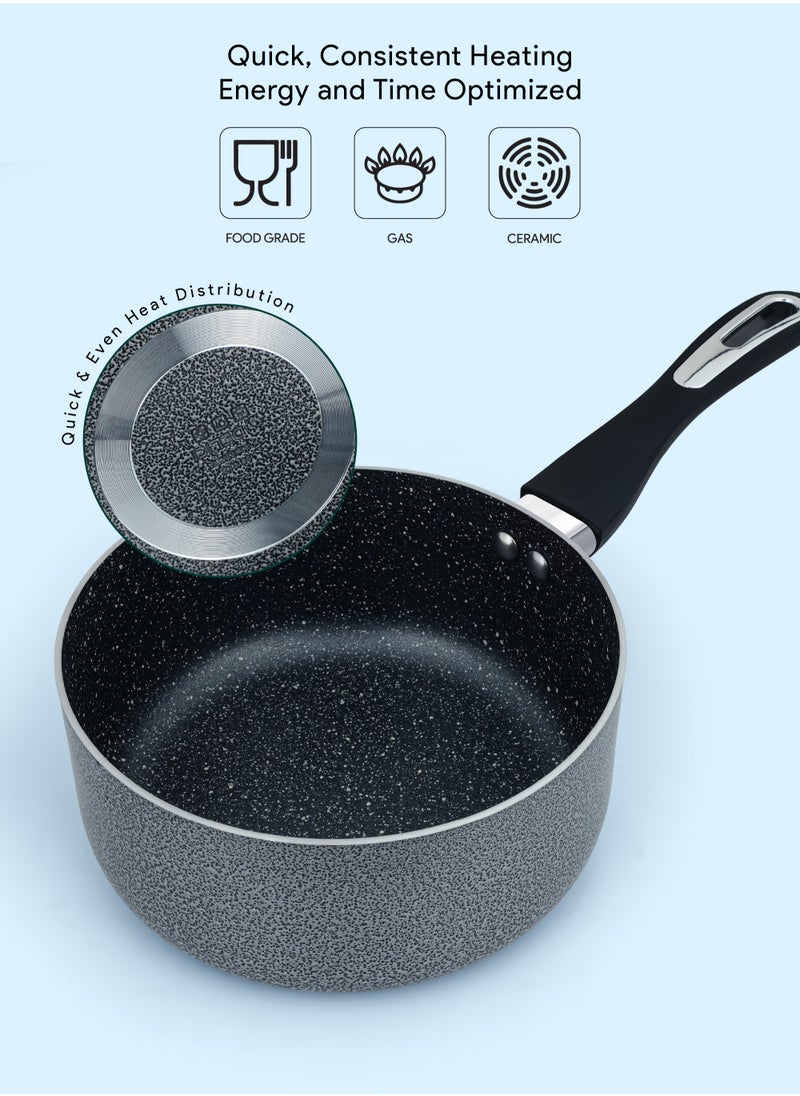 DELICI 7-Piece Cookware Set Aluminum - Non-Stick Surface -Tempered Glass Lids-Casserole With Lid- Milk Pan With Lid- Frying Pan -2pcs Nylon Spatula-PFOA Free -(ACS7HE)  - Image 5