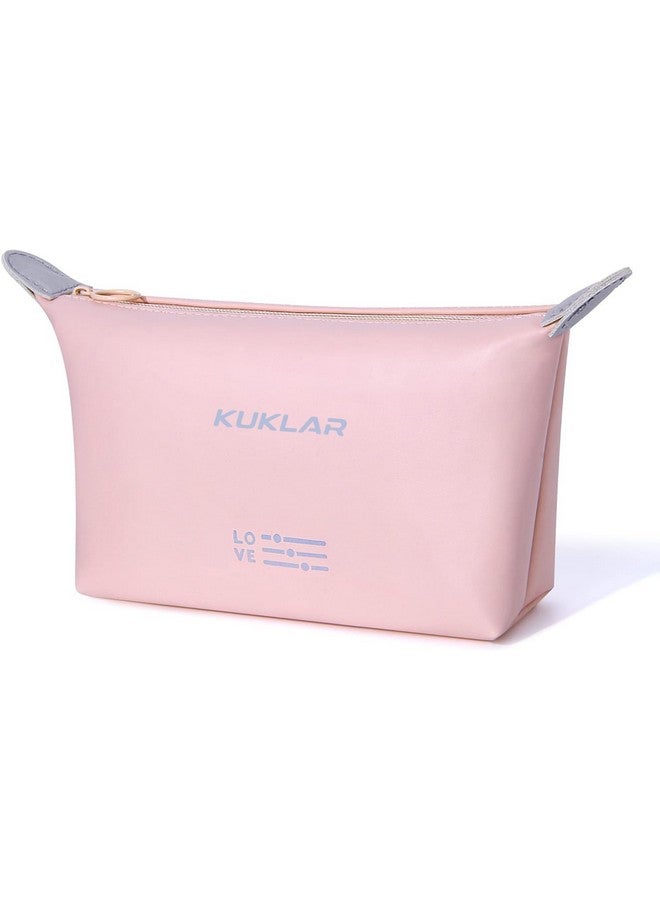 KUKLAR حقيبة كوكلار الصغيرة لمنتجات التجميل للنساء، حقيبة مكياج مقاومة للماء للسفر، حقيبة محمولة بسحاب، حقيبة جمالية، عبوة من 2 (وردي) - Image 2