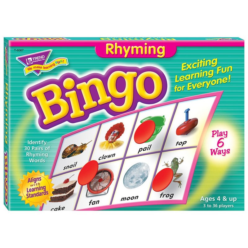 Trend Enterprises Rhyming Bingo Game Exciting Way for Everyone to Learn Play 6 Different Ways Perfect for Classrooms and at Home 2 to 36 Players for Ages 4 and Up - Image 2