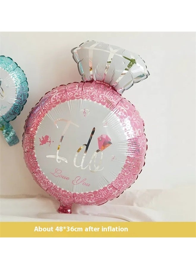 yongsheng 2-Piece Printed Wedding Balloon Set, Pack of 2 | Engagement Ring Balloon |  Ring Balloons for BBQ Party Supplies | Diamond Balloons Ring, Engagement Party Decorations  - Image 2