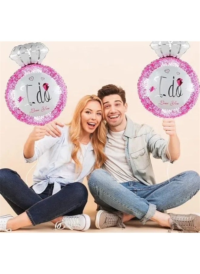 yongsheng 2-Piece Printed Wedding Balloon Set, Pack of 2 | Engagement Ring Balloon |  Ring Balloons for BBQ Party Supplies | Diamond Balloons Ring, Engagement Party Decorations  - Image 4