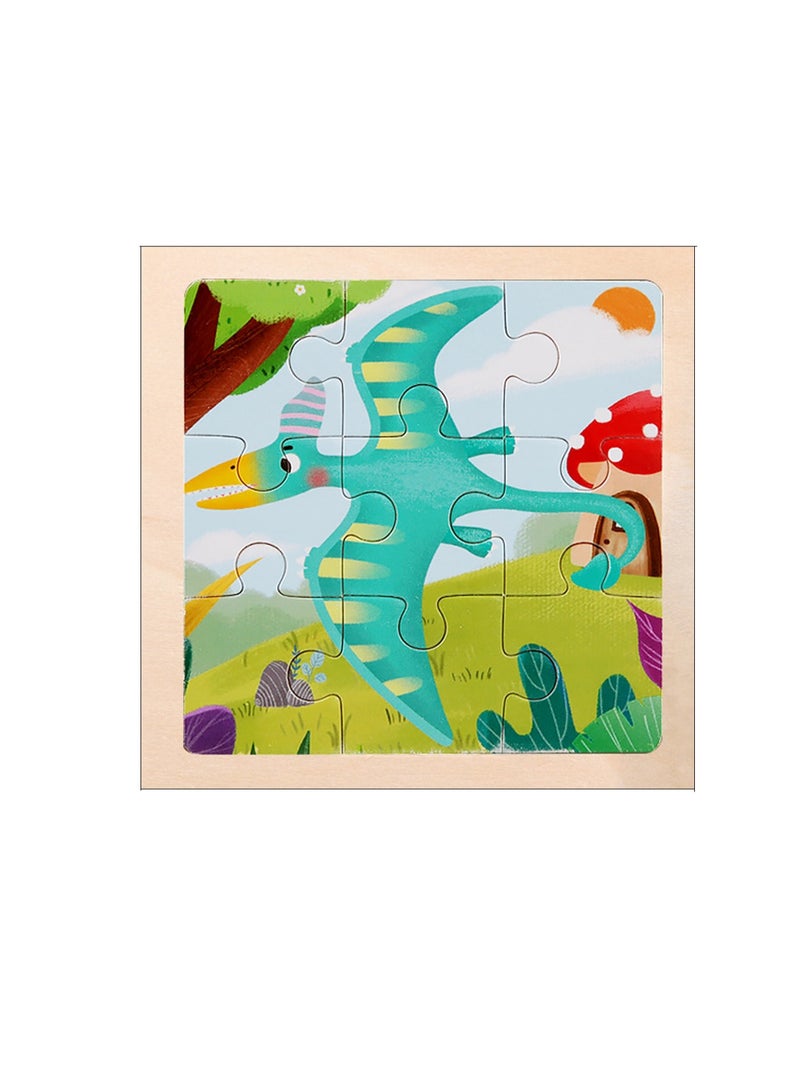 أحجيات الصور المقطوعة الكرتونية الخشبية التعليمية للأطفال من التيروصورات مناسبة كحقيبة هدايا - Image 1