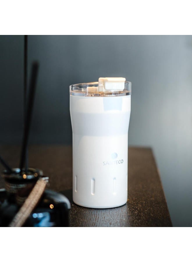 Santeco Insulated Mug, Stylish Water Bottle For Students, Portable Coffee Cup With Long-lasting Heat Retention, Travel Cup For Soda, Milk White Color - Image 1