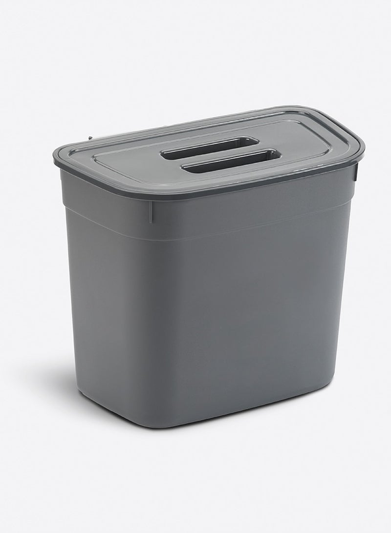 Turkish Small Hanging Trash Can for Kitchen with Lid for Under Sink or Countertop Wall Mounted for Storage Cabinet and Countertop Polypropylene Grey - Image 1