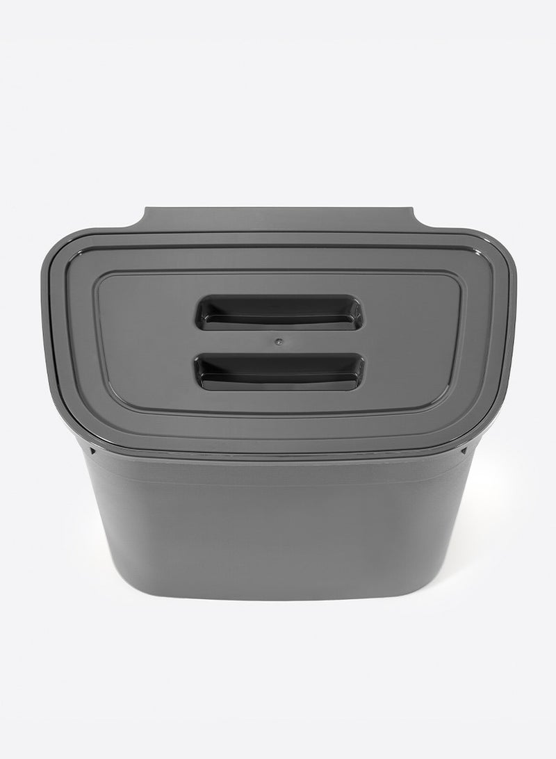 Turkish Small Hanging Trash Can for Kitchen with Lid for Under Sink or Countertop Wall Mounted for Storage Cabinet and Countertop Polypropylene Grey - Image 2