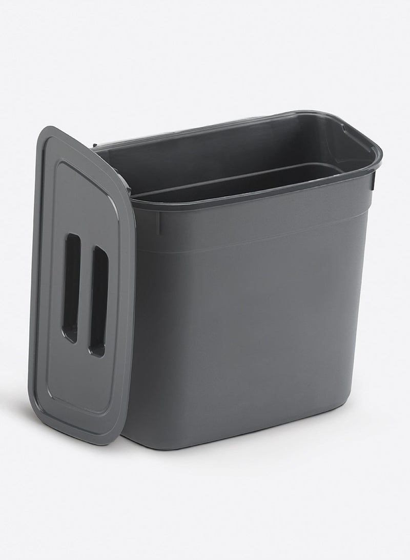 Turkish Small Hanging Trash Can for Kitchen with Lid for Under Sink or Countertop Wall Mounted for Storage Cabinet and Countertop Polypropylene Grey - Image 3