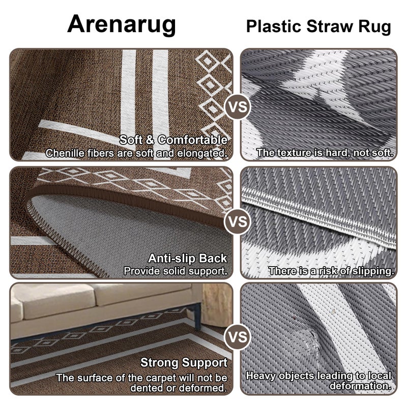 Arenarug Outdoor Patio Rug, Outside Rectangular Carpet, Moroccan Geometric Rugs, Washable Large Indoor Outdoor Rug 8x10 Mats for RV, Picnic, Backyard, Deck, Balcony, Porch, Beach - Image 4