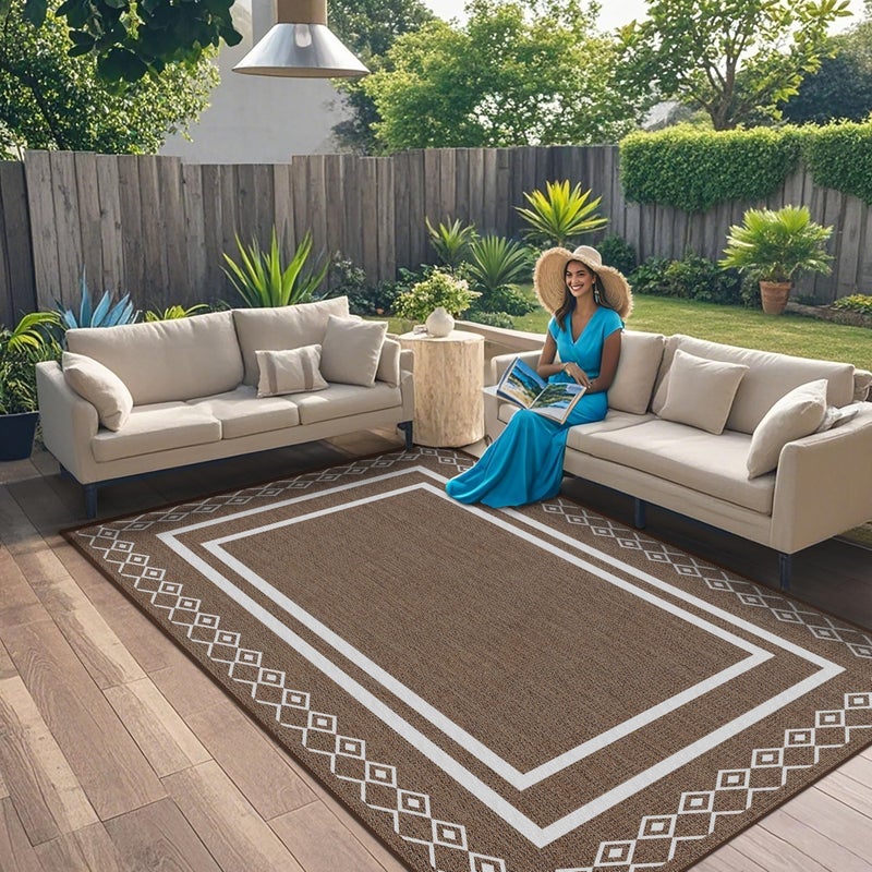 Arenarug Outdoor Patio Rug, Outside Rectangular Carpet, Moroccan Geometric Rugs, Washable Large Indoor Outdoor Rug 8x10 Mats for RV, Picnic, Backyard, Deck, Balcony, Porch, Beach - Image 5