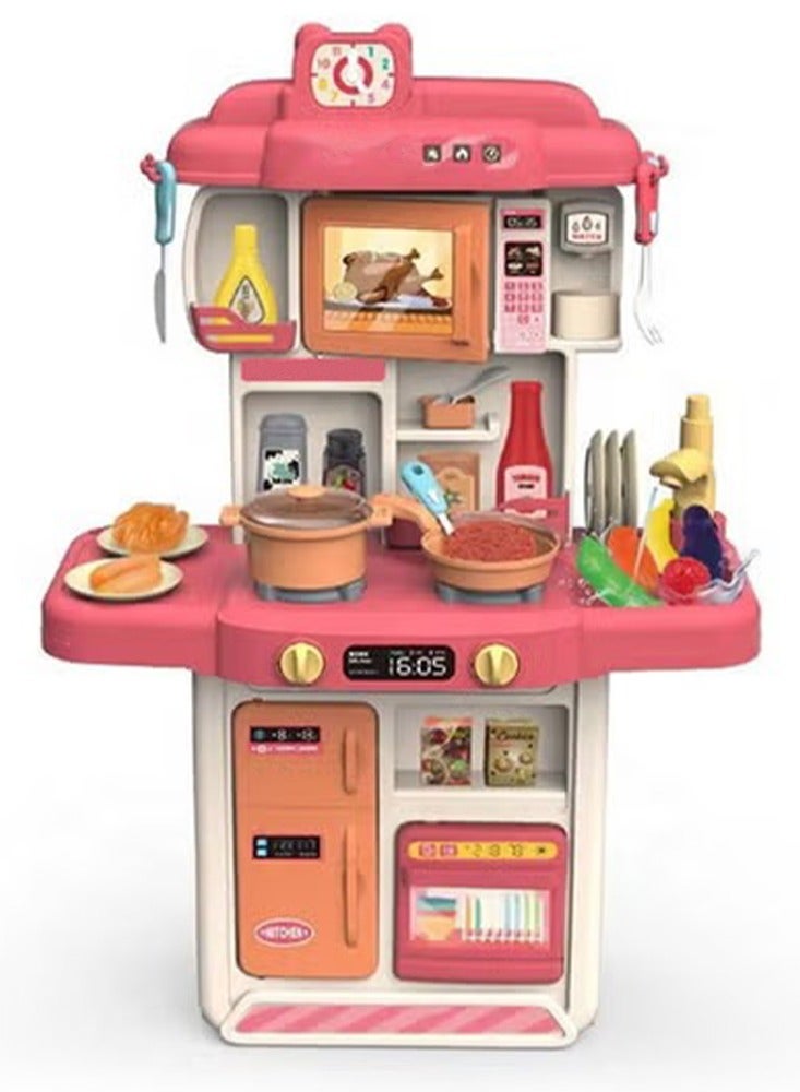 Kids Play Kitchen Set, 35 Pieces Interactive Design, Plastic Cooking Tools and Food, Realistic Lights and Sounds, Sink with Toilet, Preschool Role Play Toys for Skill Development, Bright Colors and Educational Figures, Perfect Gift for Kids Ages 3 and Up - Image 1