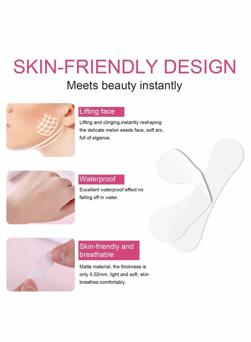 كاست ويف شريط شد الوجه، 100 قطعة من شريط شد الوجه V-Line غير المرئي، أدوات شد الوجه لتقليل الذقن المزدوجة وإخفاء التجاعيد ورفع الجلد المترهل - Image 4